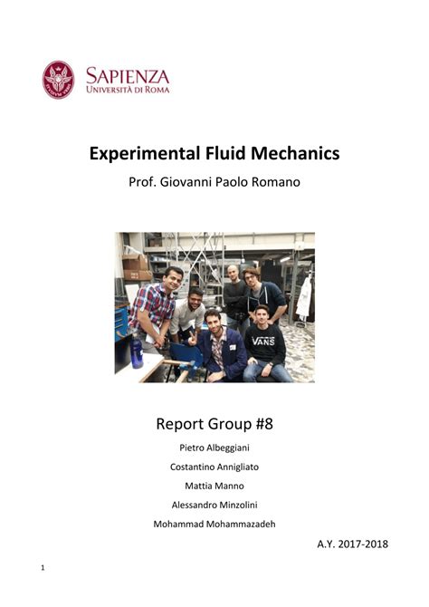 Pdf Experimental Fluid Mechanics Lab Report
