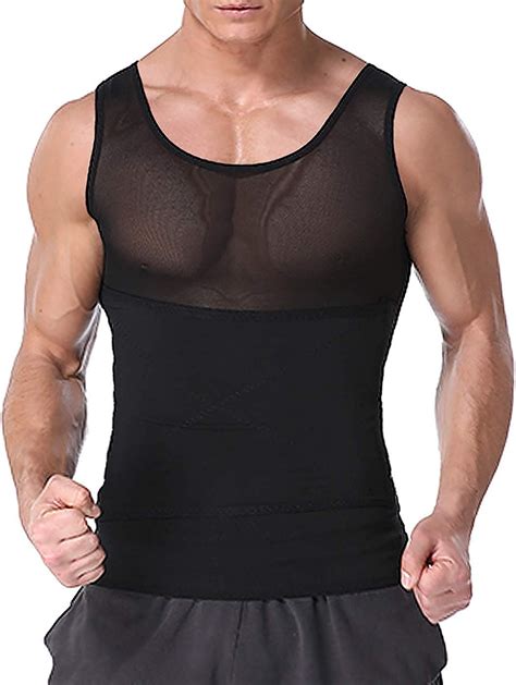 Lardrok Men S Mesh Slimming Body Shaper Compression Shapewear Shirt