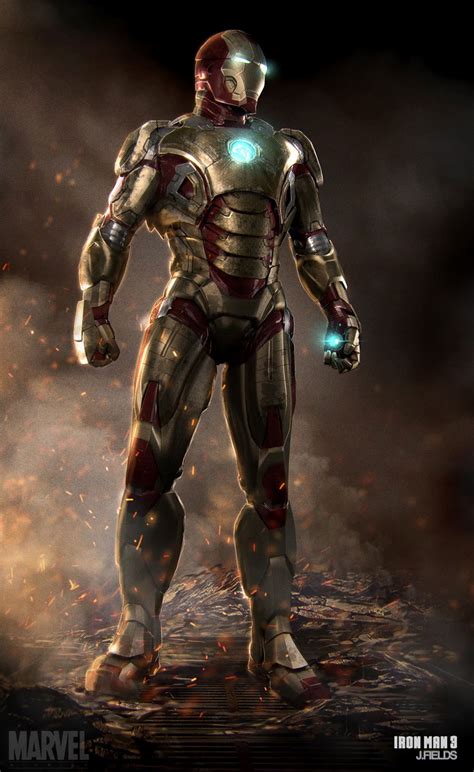 The iron man suit mark ii (2) was developed as a prototype with an emphasis on exploring flight potential. Burning IRON MAN 3 Concept Art by Justin Fields « Film Sketchr