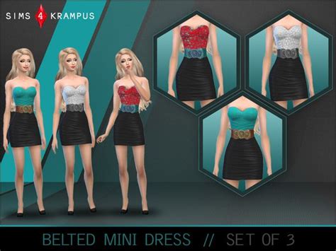 The Sims Resource Belted Mini Dress By Sims4krampus Sims 4 Downloads