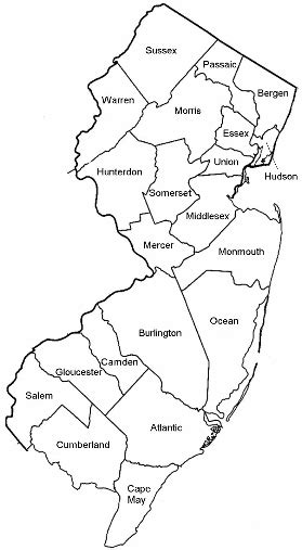 Map Of Counties In Nj State