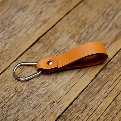 Leather Key Fob Custom Drop Shape Ring Monogrammed Key Chain Fob