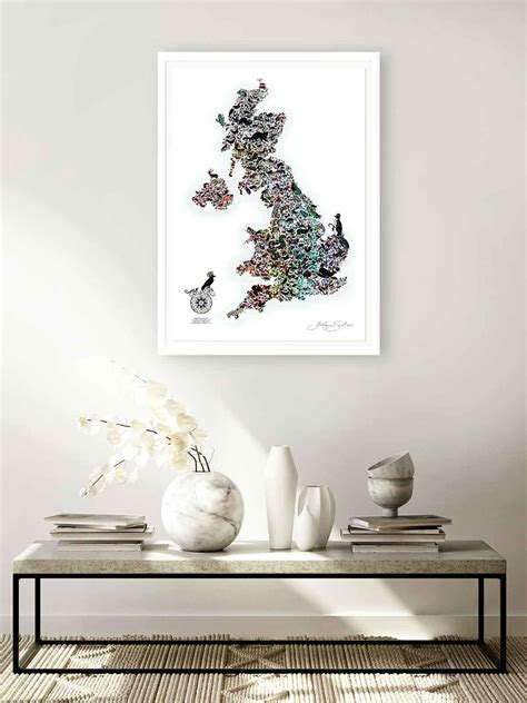 Art Print Map Of Great Britain Fine Art Print Of Britain