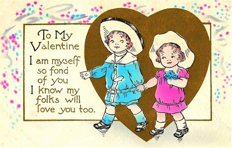 Girls Holding Hands Vintage Valentine Cards You And I Folk Casual