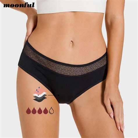 Menstrual Panties For Women 4 Layer Heavy Flow Absorbent Leakproof Period Underwear Lace