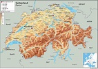 Physikalische Karte der Schweiz, Größe A1, 59,4 x 84,1 cm, laminiertes ...