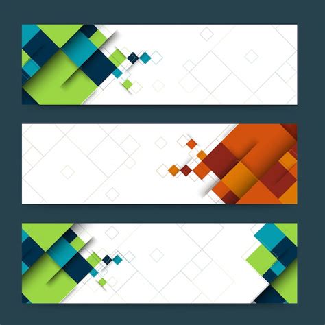 Abstract Header Or Banner Set With Geometric Shapes Free Vector