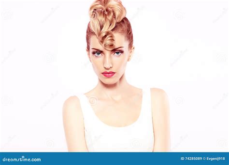 Fashion Hipster Girl Stylish Hairstyle Makeup Stock Image Image Of