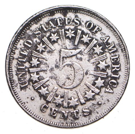 First Us Nickel 1867 Shield Nickel Us Type Coin Over 100 Years