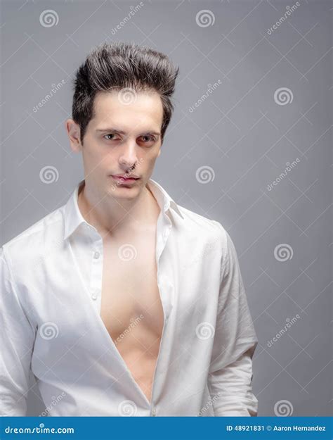 Attractive Man With Shirt Unbuttoned Stock Photo Image 48921831
