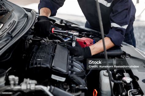 Car Care Maintenance And Servicing Closeup Hand Technician Auto