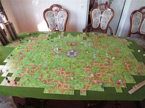 carcassonne mega game using several expansions and base game types including duplicates