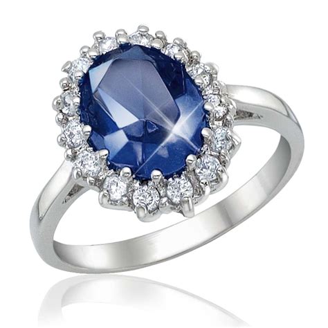 Made from sterling silver and sapphire. Princess Diana Engagement Ring For Sale | American Mint