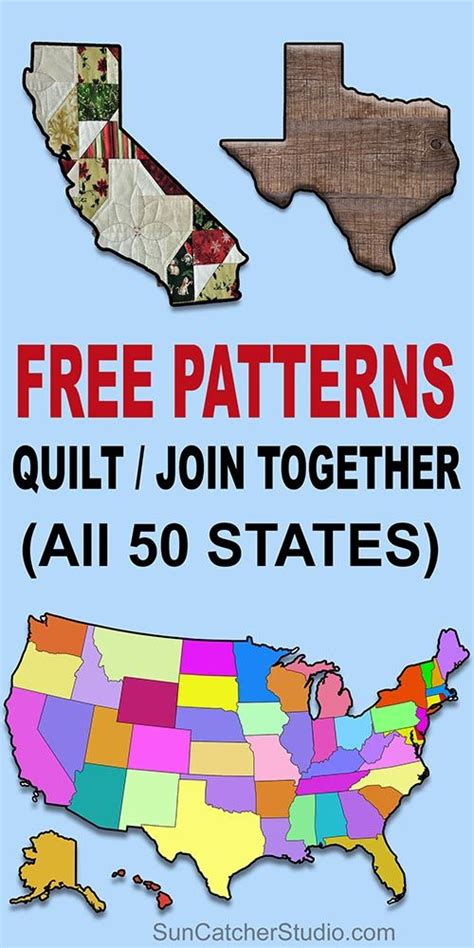 Usa Patchwork Map Quilt Pattern Diy Stencils To Create United States