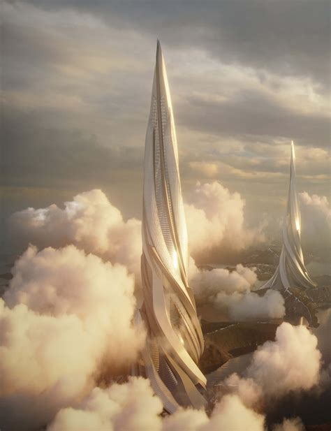 Futuristic Skyscraper Concept Cloud Islskyscrapers