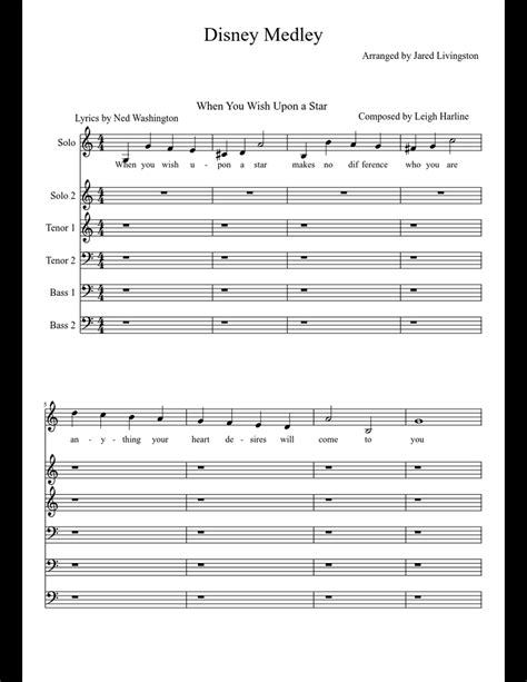 Disney Medley Sheet Music For Piano Download Free In Pdf Or Midi