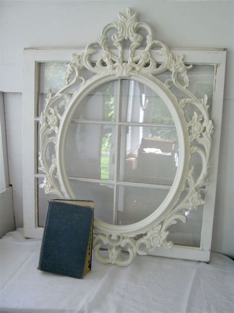 Shabby Chic Large Oval Baroque Ornate Open Frame Antique White