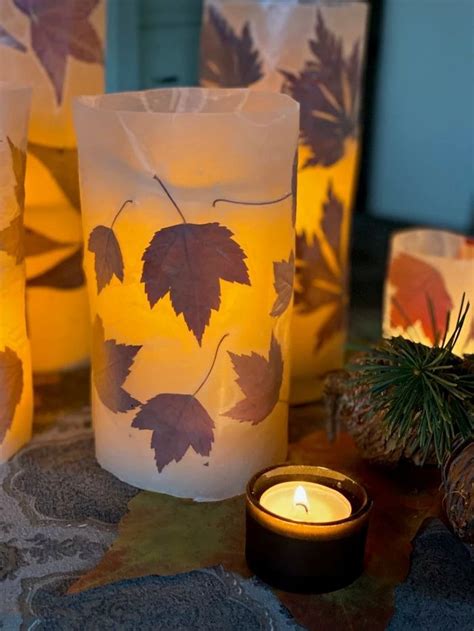Diy Fallen Leaf Luminaries Satsuma Designs Wax Paper Crafts Autumn