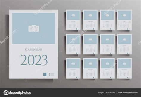 Calendário Para 2023 Conjunto Modelos Vetoriais Com Lugar Para Suas