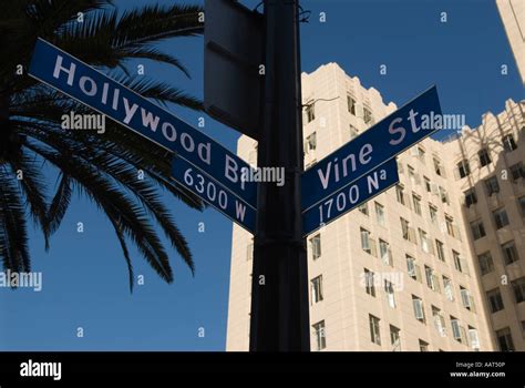 Hollywood And Vine Street Sign Los Angeles California Stock Photo Alamy