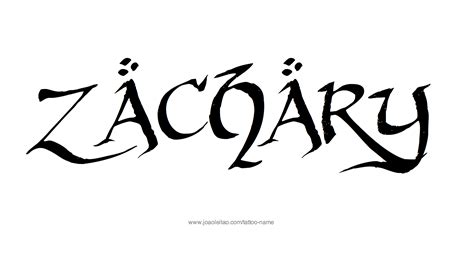 The Word Zacary Written In Black Ink
