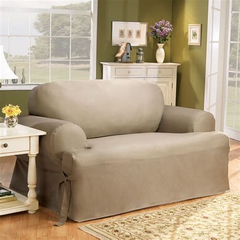 Sure Fit Cotton Duck T Cushion Sofa Slipcover And Reviews Wayfair