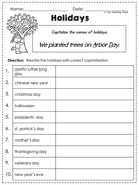 Printable Language Arts Worksheet