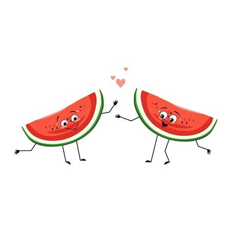 Premium Vector Watermelon Character With Love Emotions Smile Face Arms And Legs Person With