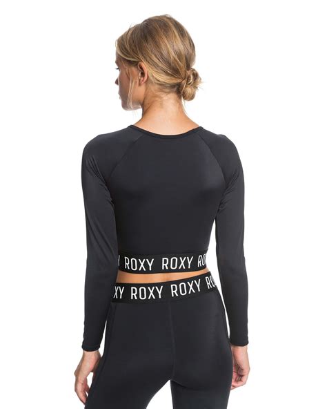 Roxy Womens Roxy Fitness Cropped Long Sleeve Upf 50 Rash Vest Anthracite Surfstitch
