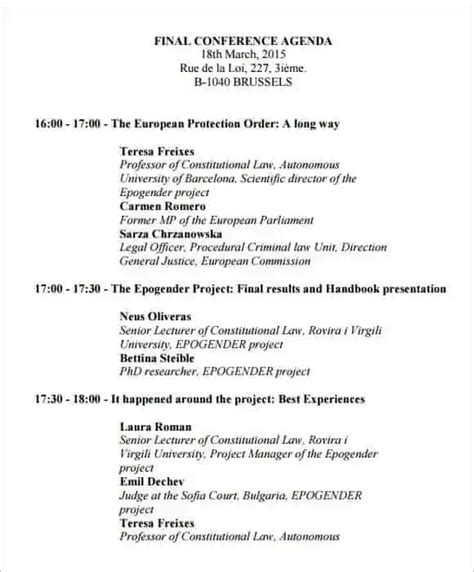 Conference Program Template Sample Templates