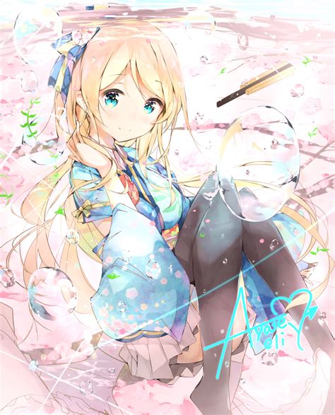 Safebooru 1girl Absurdres Alternate Hairstyle Ayase Eli Bangs Blonde Hair Blue Eyes Branch