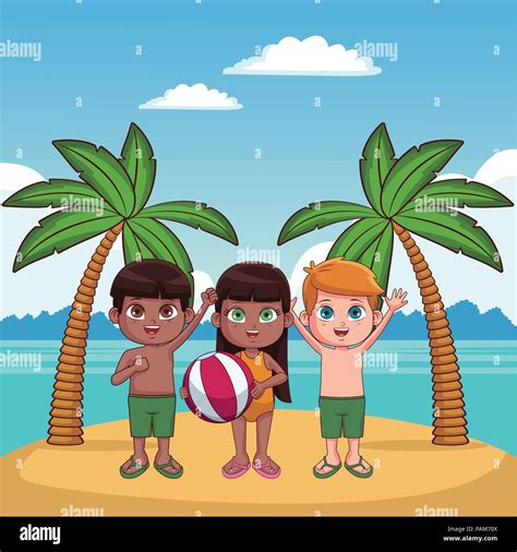 Kids And Beach Cute Cartoons Stock Vector Image And Art Alamy
