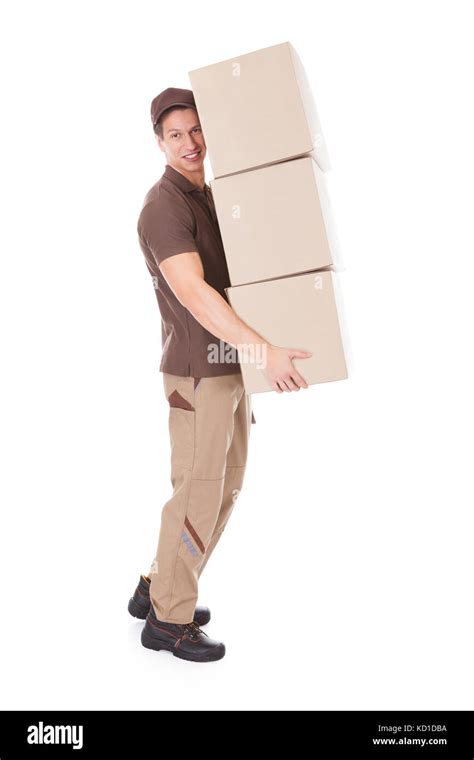 Man Carrying Heavy Box Isolated Hi Res Stock Photography And Images Alamy