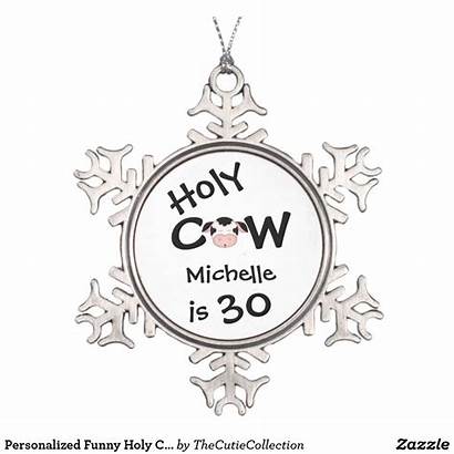 Funny Cow Personalized Holy 30th Ornament Ornaments
