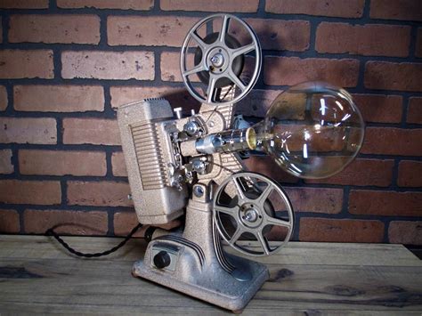 Vintage Retro Upcycled Table Lamp Movie Projector Lamp