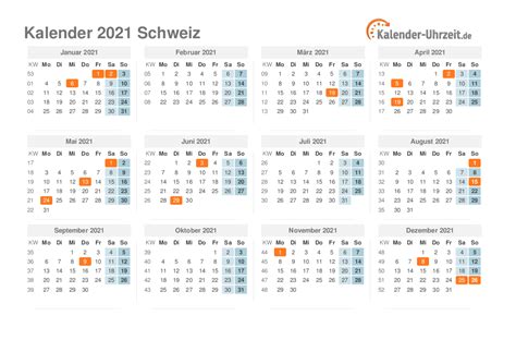 Hier finden sie eine liste aller nationale feiertage 2021 für deutschland. Feiertage 2021 Schweiz - Kalender & Übersicht