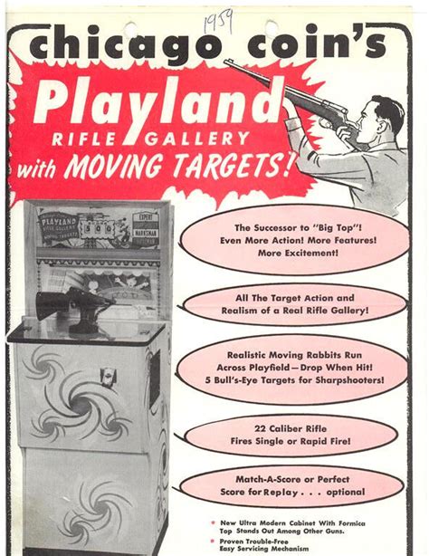 Playland Arcade Flyer Original 1959 Chicago Coin Moving Target Game Art