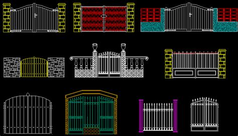 Autocad Drawing Of Main Gate Elevation With Dimension