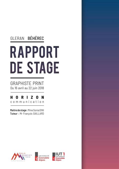 Rapport De Stage Dut Mmi Modèle De Rapport Page De Garde Modèle
