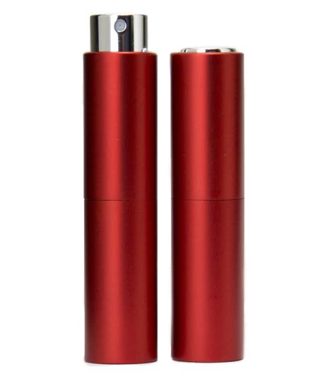 Perfume Atomizer Red 8ml Twist Top Spray Bottle In Aluminium Cover