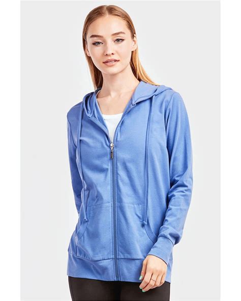 sofra sofra women s zip up hoodie soft cotton jacket sportswear sky