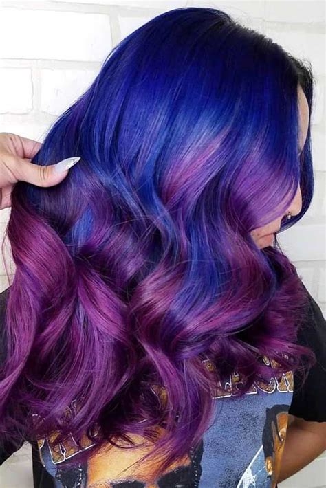 Best Purple And Blue Hair Looks Galaxy Hair Color Long Ombre Hair Purple Ombre Hair