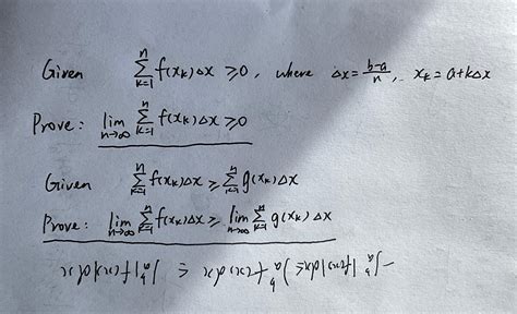 solved given ∑k 1nf xk Δx≥0 ﻿where Δx b an xk a kΔxprove