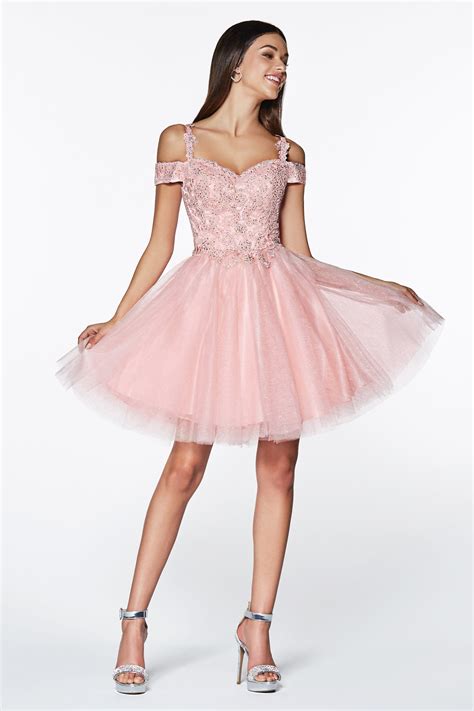 short cold shoulder glitter dress by cinderella divine cd0132 in 2021 pink dress short off