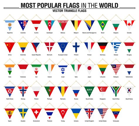 Collection Of Triangle Flags Most Popular World Flags 638110 Vector