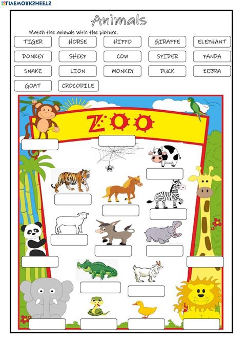 Animals Worksheet English Worksheets For Kids Learning English For