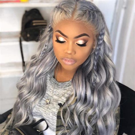 Silver Grey Human Hair Wigs 100 Brazilian Lace Front Wig