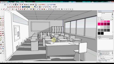 Designing A Simple Classroom In Sketchup Timelapse Youtube