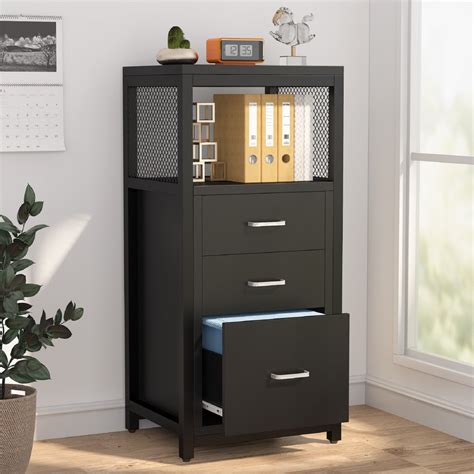 3 Drawer Lateral File Cabinet Large Filing Cabinet With Open Storage Shelves In 2021 Wire