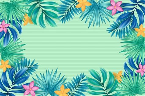 Tropical Flowers Background For Zoom Free Vector